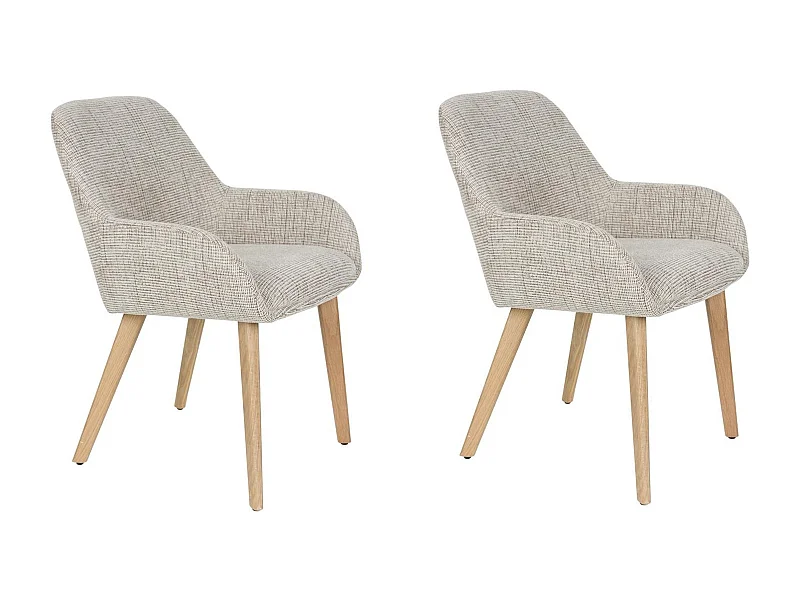Fauteuil design LOUA, Tissu texturé et pieds bois