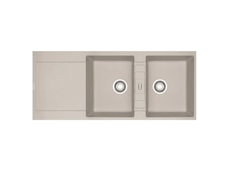 Evier à encastrer 2 bacs FRANKE Maris Fragranit avec vidage manuel Café crème