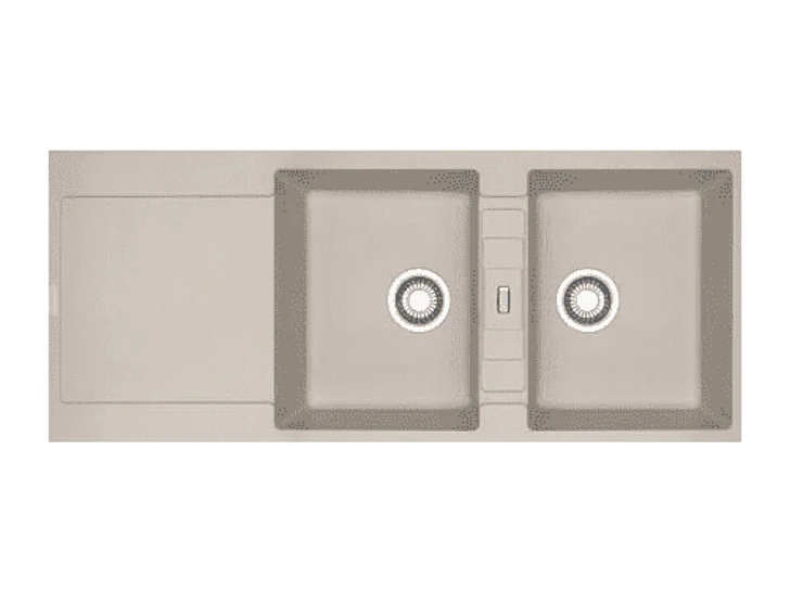 Evier à encastrer 2 bacs FRANKE Maris Fragranit avec vidage manuel Café crème