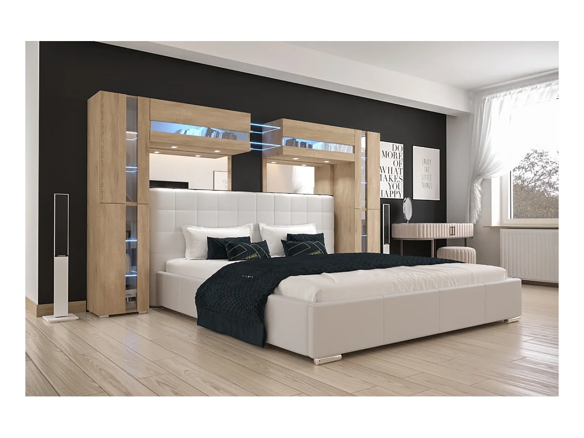 Tête de lit avec rangement Armoire - pont de lit PANAMA 14/M/S/3-1C chêne sonoma 290x184x35cm