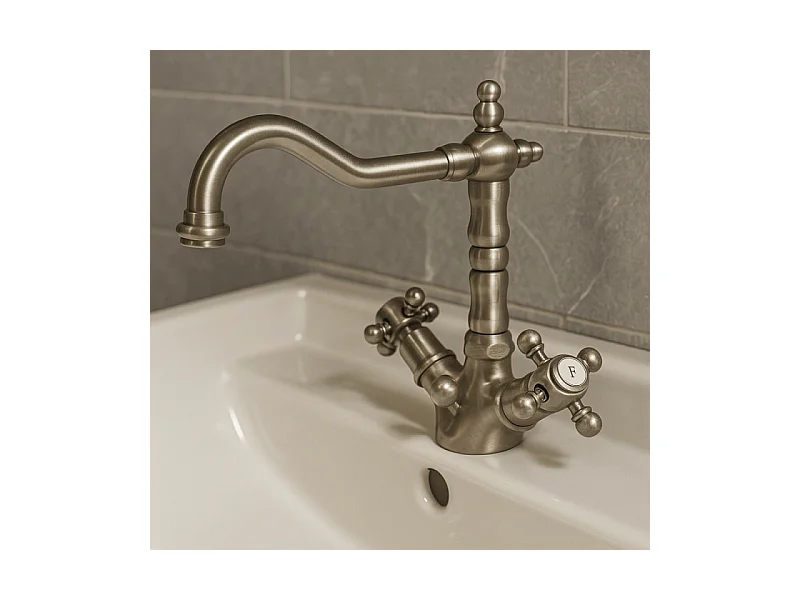 Mélangeur lavabo bec rétro PAINI Tiffany Gris Acier