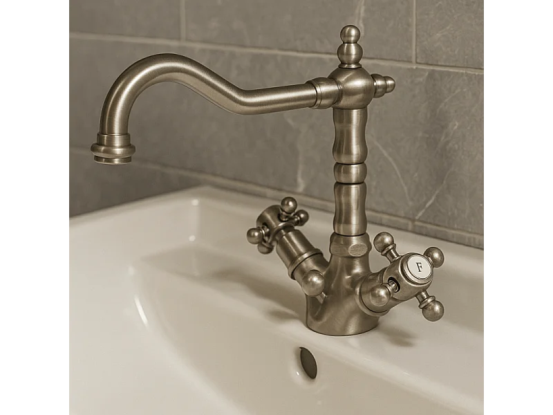 Mélangeur lavabo bec rétro PAINI Tiffany Gris Acier