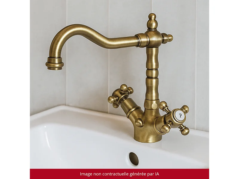 Mélangeur lavabo bec rétro PAINI Tiffany Vieux Bronze