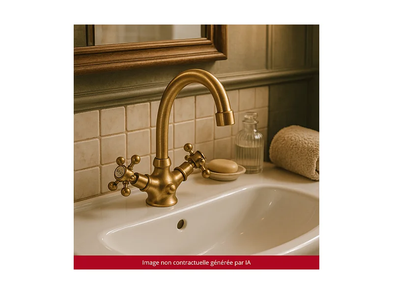 Mélangeur lavabo bec bas mobile PAINI Tiffany Vieux Bronze