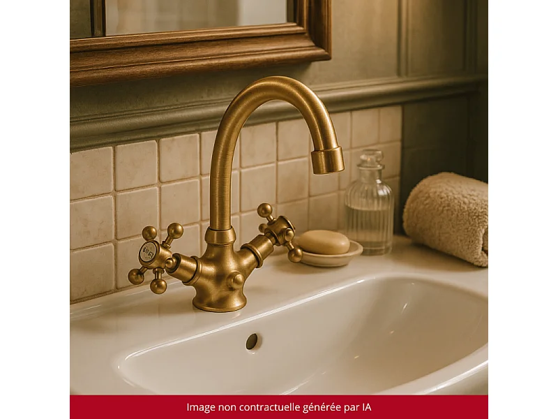 Mélangeur lavabo bec bas mobile PAINI Tiffany Vieux Bronze