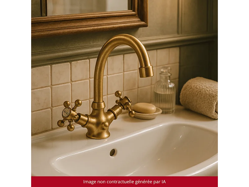 Mélangeur lavabo bec bas mobile PAINI Tiffany Vieux Bronze