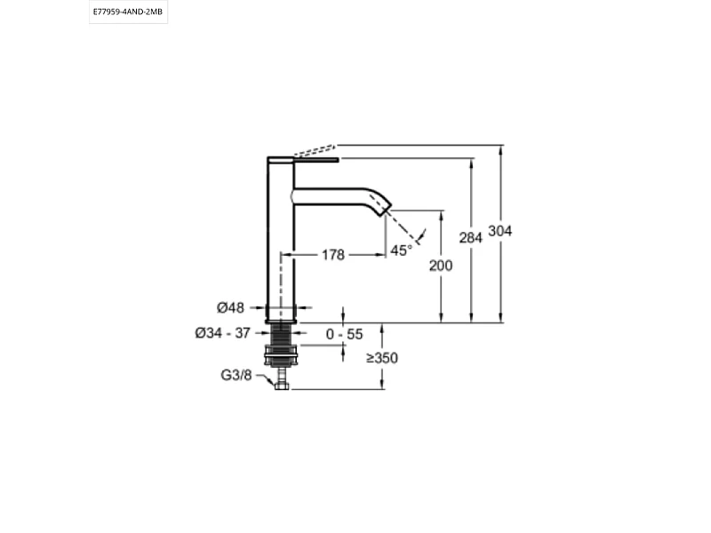 Mitigeur lavabo bec haut JACOB DELAFON Grands Boulevards sans vidage Laiton brossé