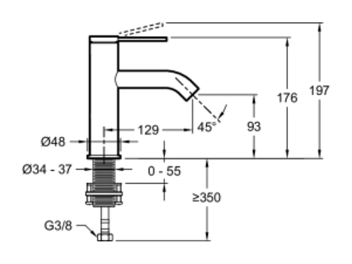 Mitigeur lavabo JACOB DELAFON Grands Boulevards sans vidage Noir mat