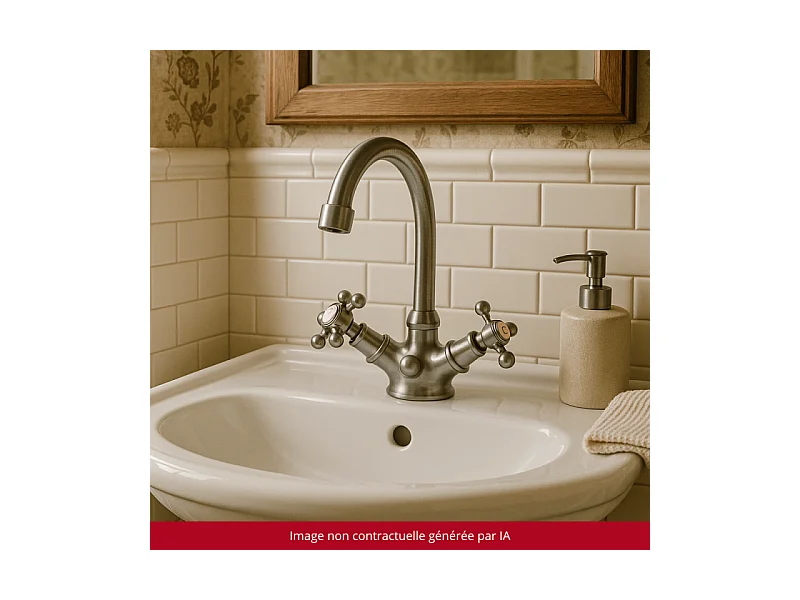 Mélangeur lavabo bec bas mobile PAINI Tiffany Gris Acier