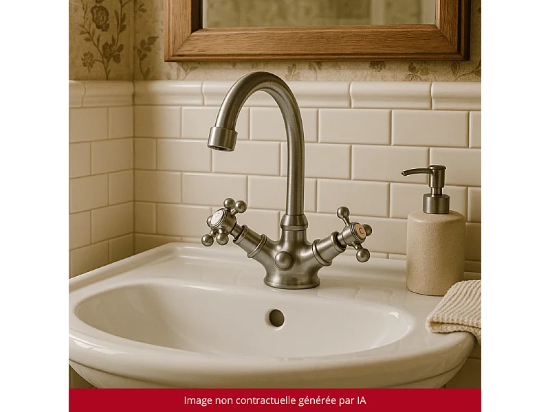 Mélangeur lavabo bec bas mobile PAINI Tiffany Gris Acier