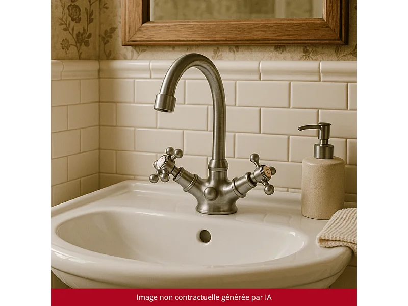 Mélangeur lavabo bec bas mobile PAINI Tiffany Gris Acier