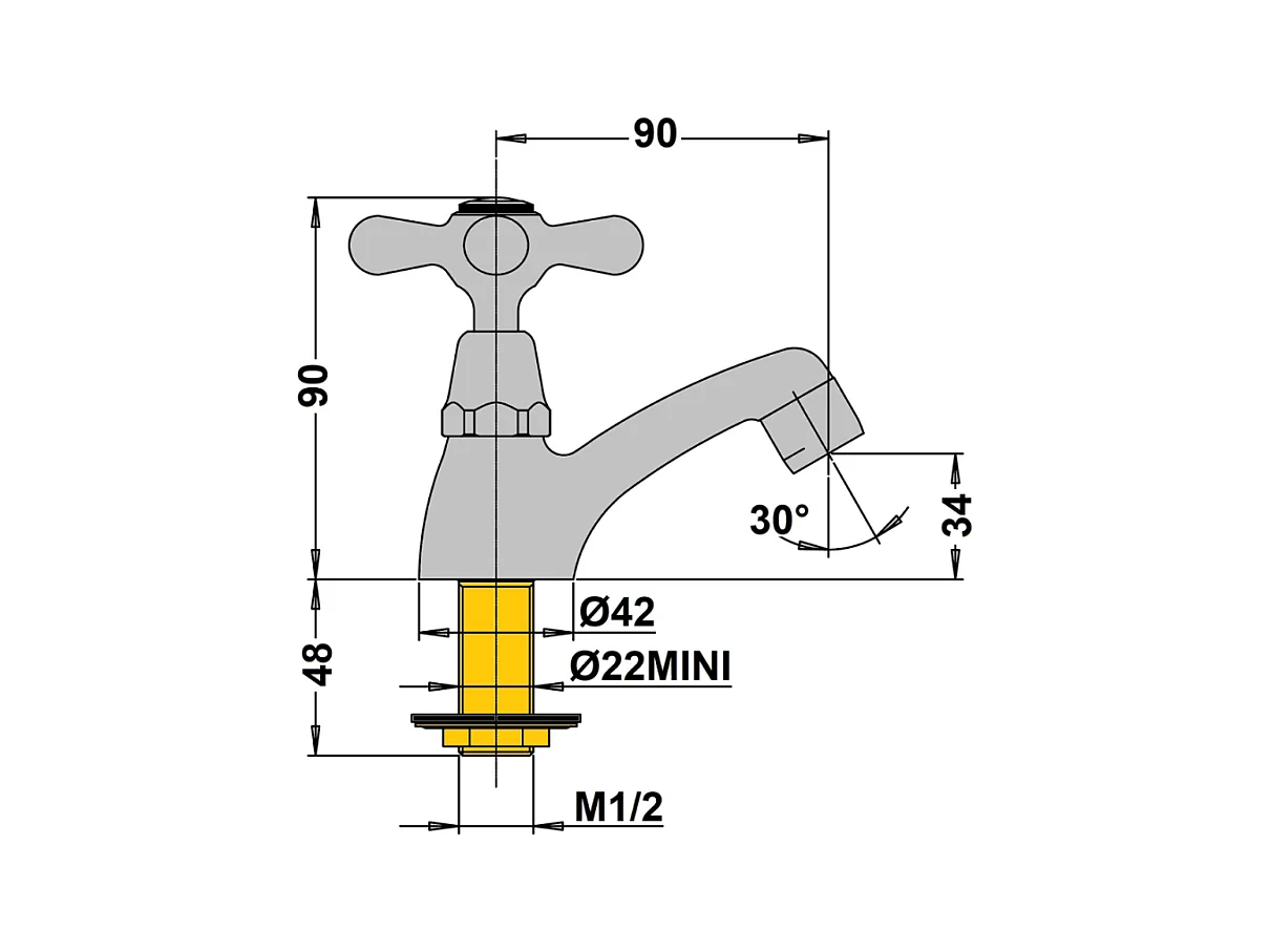 Robinet simple eau froide PAINI Tiffany Gris Acier