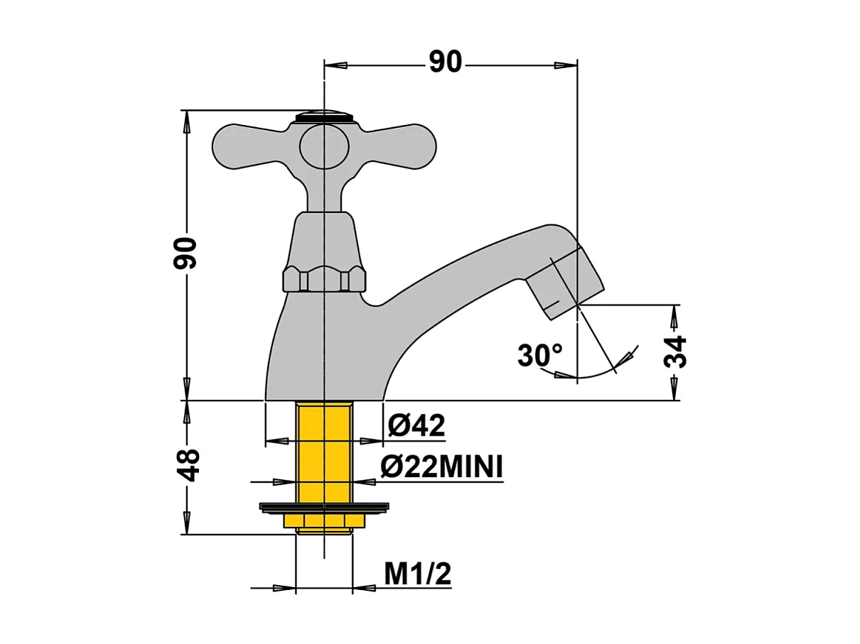 Robinet simple eau froide PAINI Tiffany Chromé
