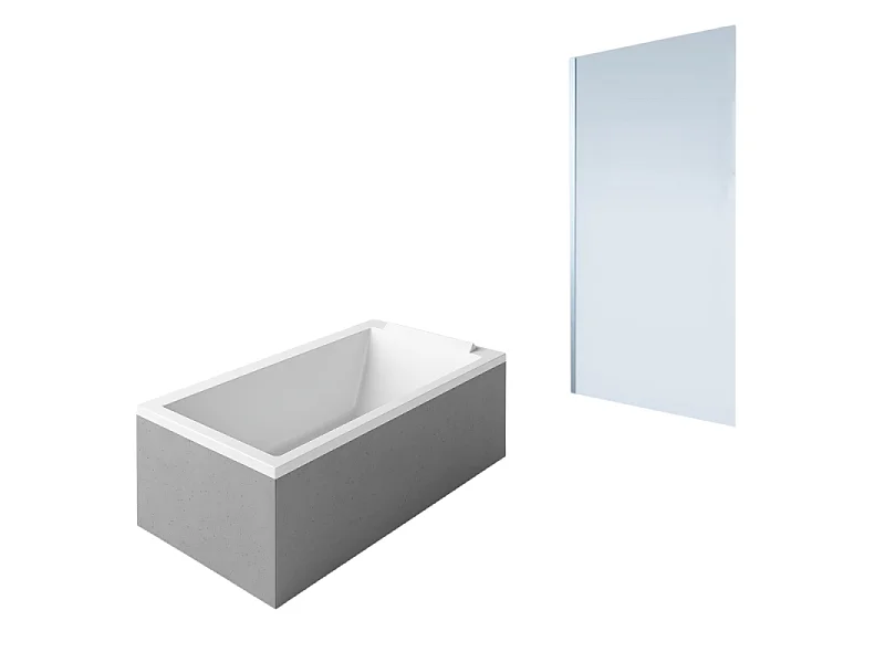 Baignoire droite DURAVIT Starck 170 x75 cm + Pare bain droit AURYS Mist 1 chromé