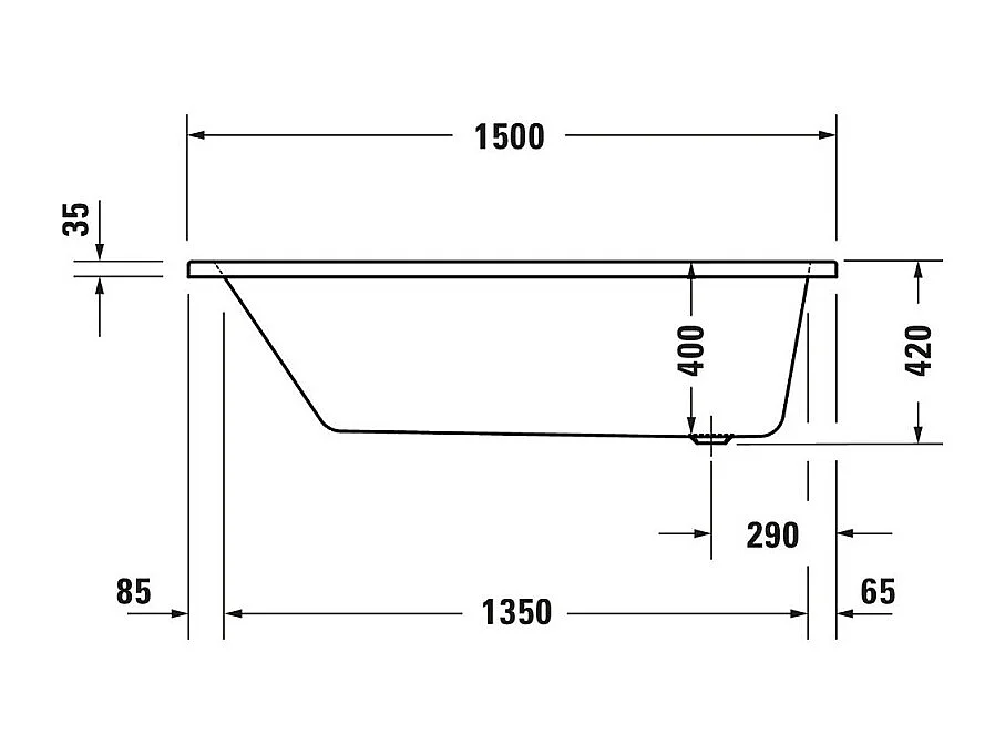 Baignoire droite DURAVIT No.1 1800x800mm + Pare bain droit AURYS Mist 1 chromé