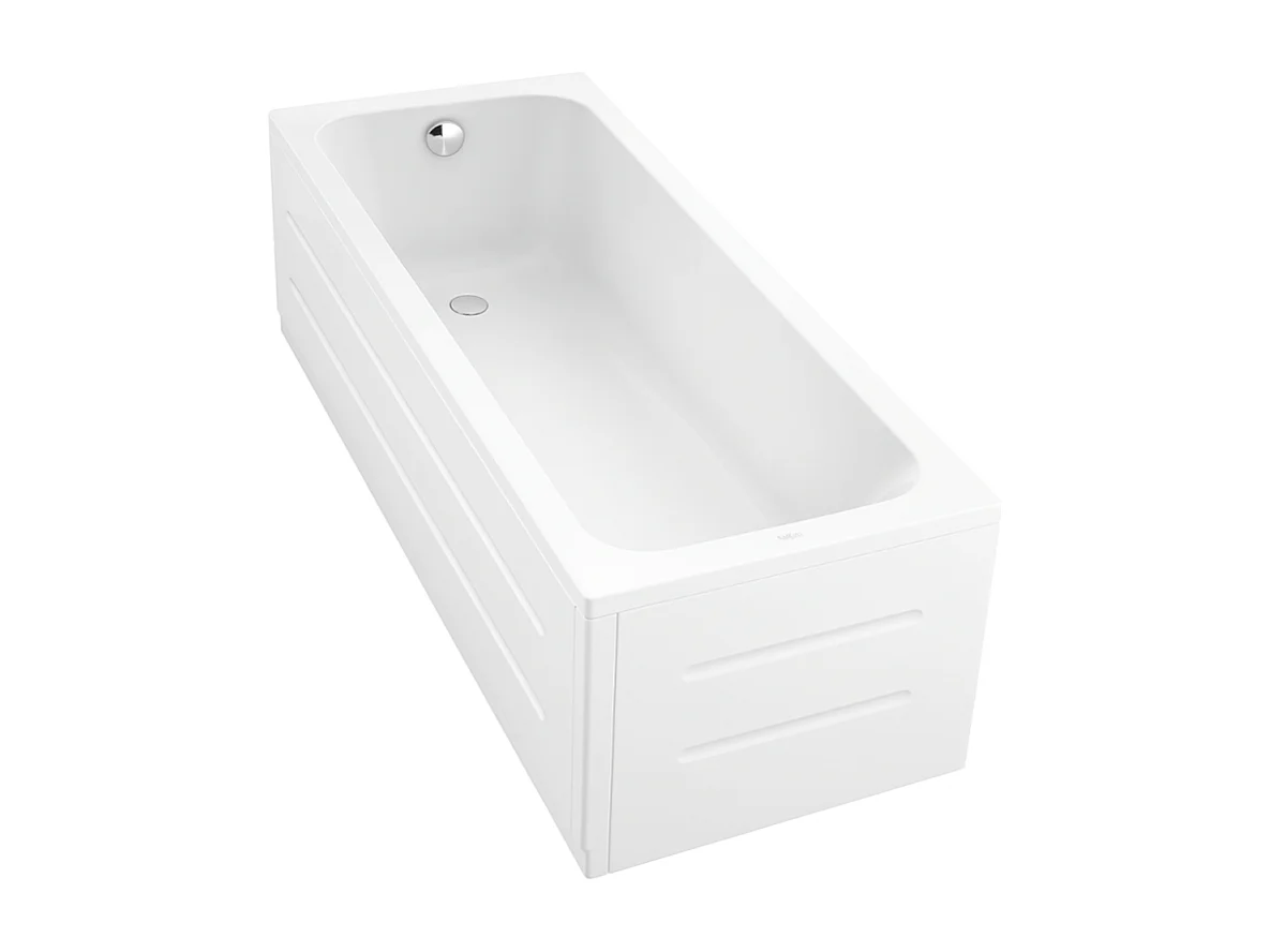 Baignoire droite DURAVIT D-Code 1600x700mm  + Pare Bain gauche AURYS Mist 1 chromé