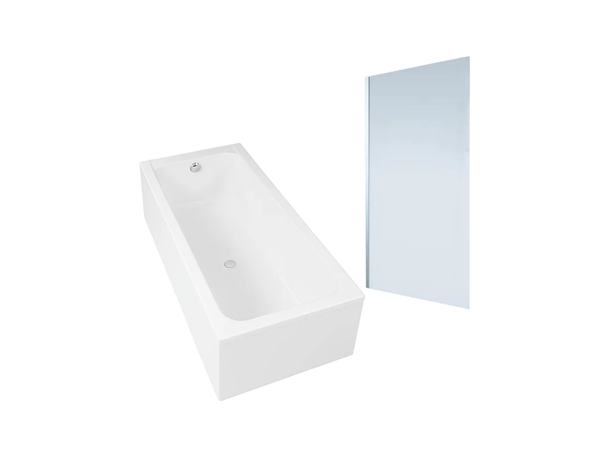 Baignoire droite DURAVIT D-Code 1700x700mm  + Pare bain droit AURYS Mist 1 chromé