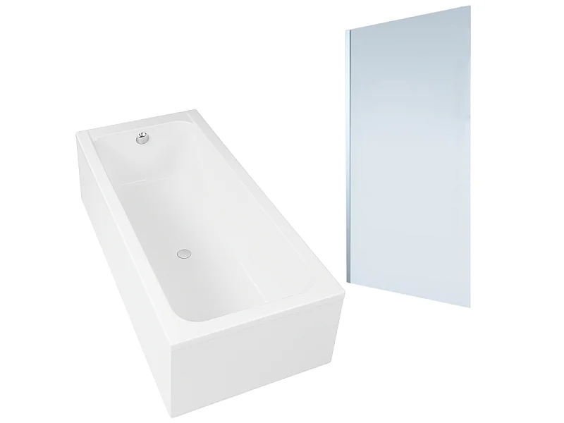 Baignoire droite DURAVIT D-Code 170 x70 cm  + Pare bain droit AURYS Mist 1 chromé