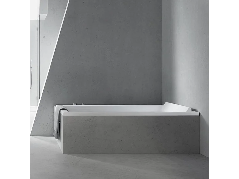 Baignoire droite DURAVIT Strack 170 x75 cm + Pare bain gauche AURYS Raywall chromé