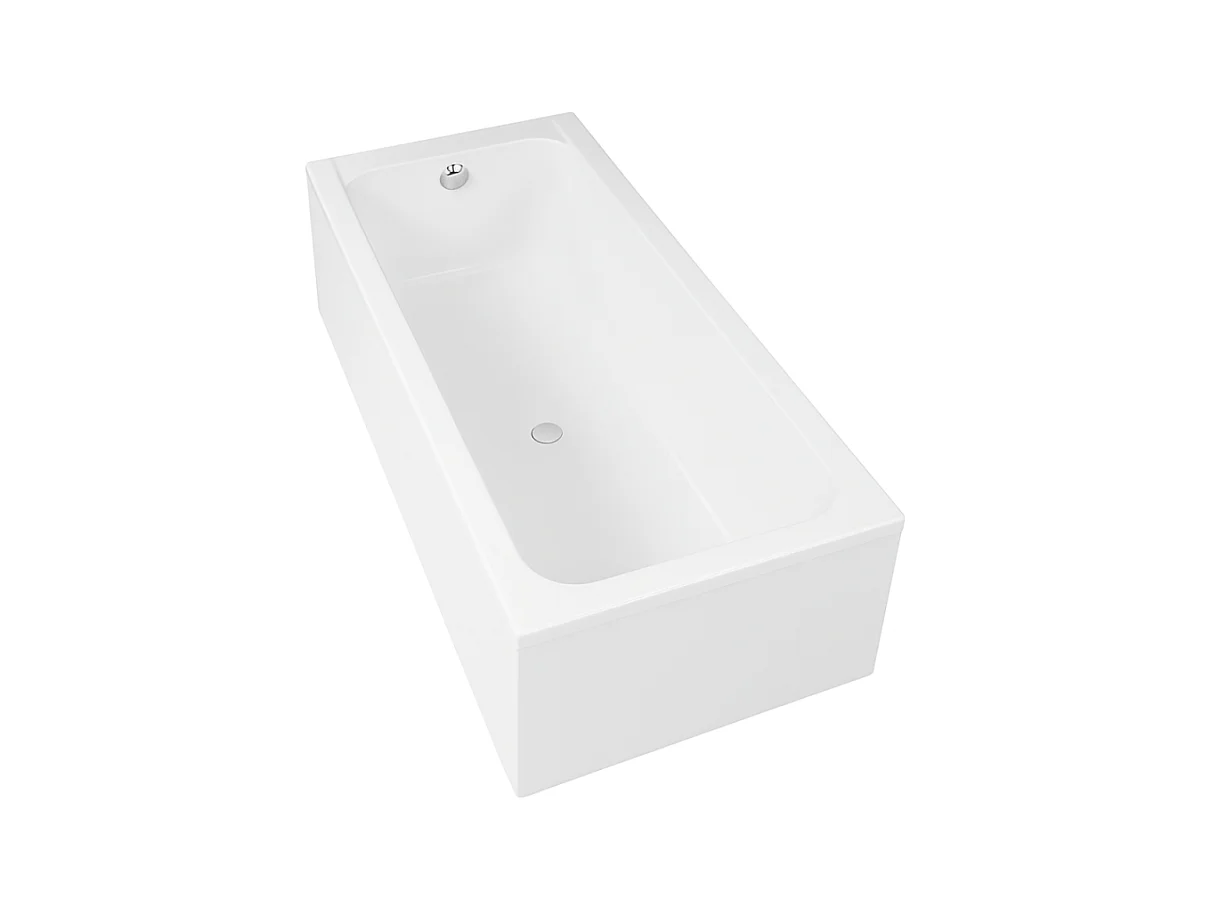 Baignoire droite DURAVIT D-Code 1800x800mm + Pare Bain gauche AURYS Mist 1 chromé