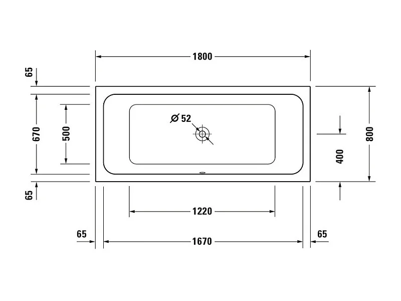 Baignoire droite DURAVIT D-Code 180 x 85 cm  + Pare bain droit AURYS Mist 1 chromé