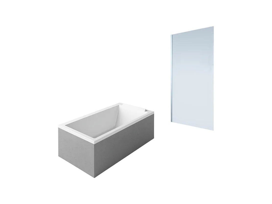 Baignoire droite DURAVIT Starck 1600x700mm + Pare Bain gauche AURYS Mist 1 chromé