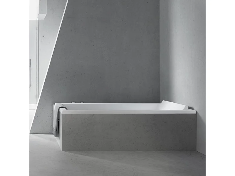 Baignoire droite DURAVIT Strack 160 x70 cm + Pare bain gauche AURYS Raywall chromé