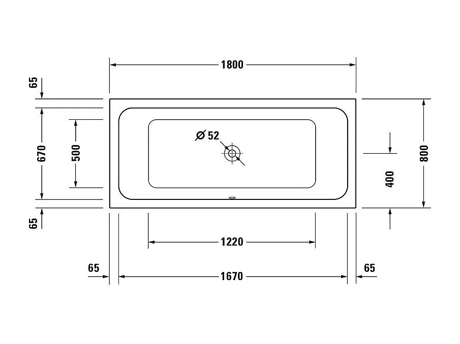 Baignoire droite DURAVIT D-Code 1800x800mm + Pare bain gauche AURYS Raywall chromé