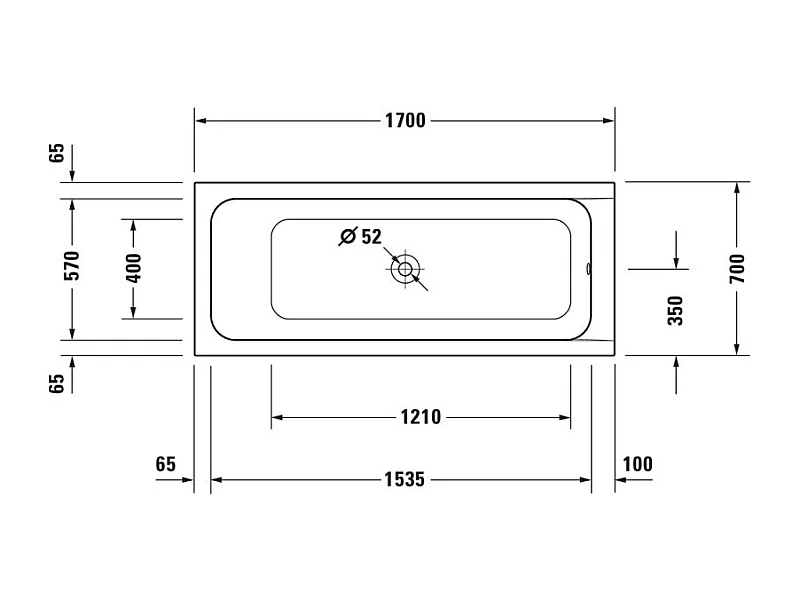 Baignoire droite DURAVIT D-Code 170 x70 cm + Pare Bain gauche AURYS Mist 1 chromé