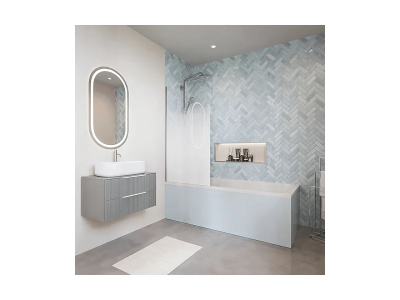 Baignoire droite DURAVIT D-Code 1700x700mm + Pare Bain gauche AURYS Mist 1 chromé