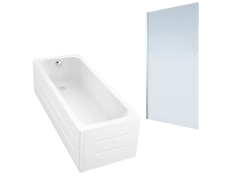 Baignoire droite DURAVIT D-Code 170 x70 cm + Pare Bain gauche AURYS Mist 1 chromé version gauche