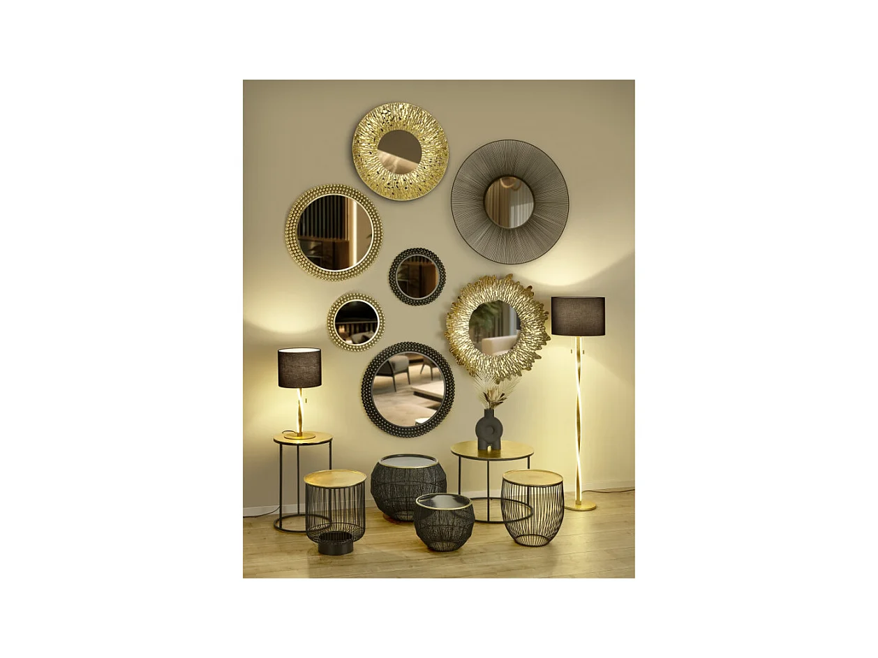 Miroir cadre en métal rond Manika