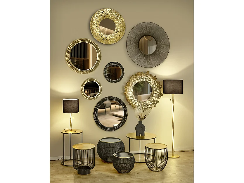 Miroir cadre en métal rond Manika