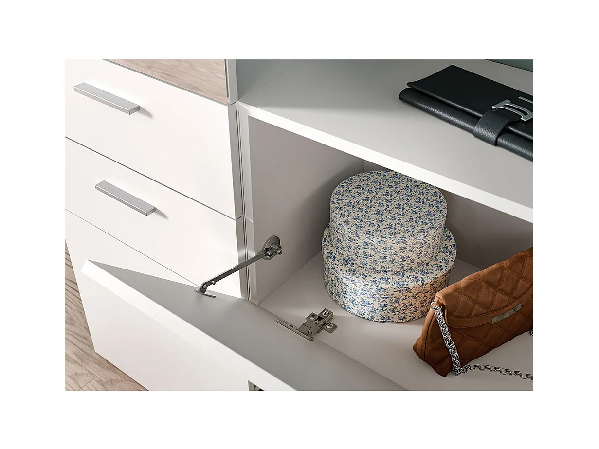 Vaga meuble à chaussures murale 52x39 cm 1 abattant blanc.