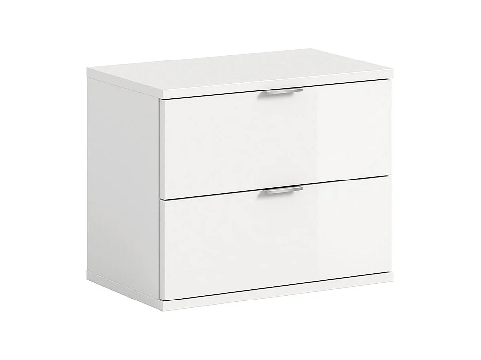 ProjektX Schuhschrank Bank 2 Schubladen weiß Hochglanz.