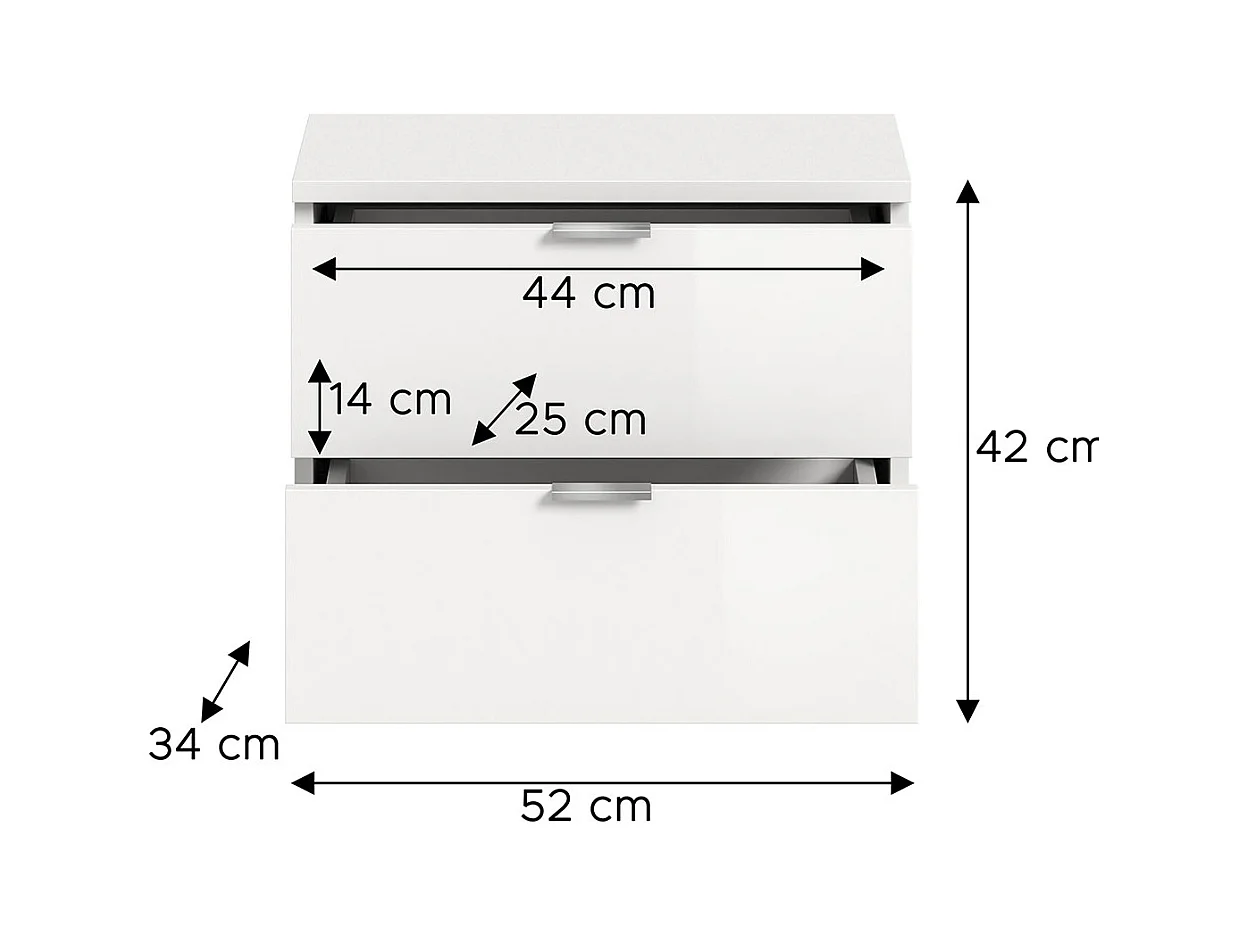 ProjektX Schuhschrank Bank 2 Schubladen weiß Hochglanz.