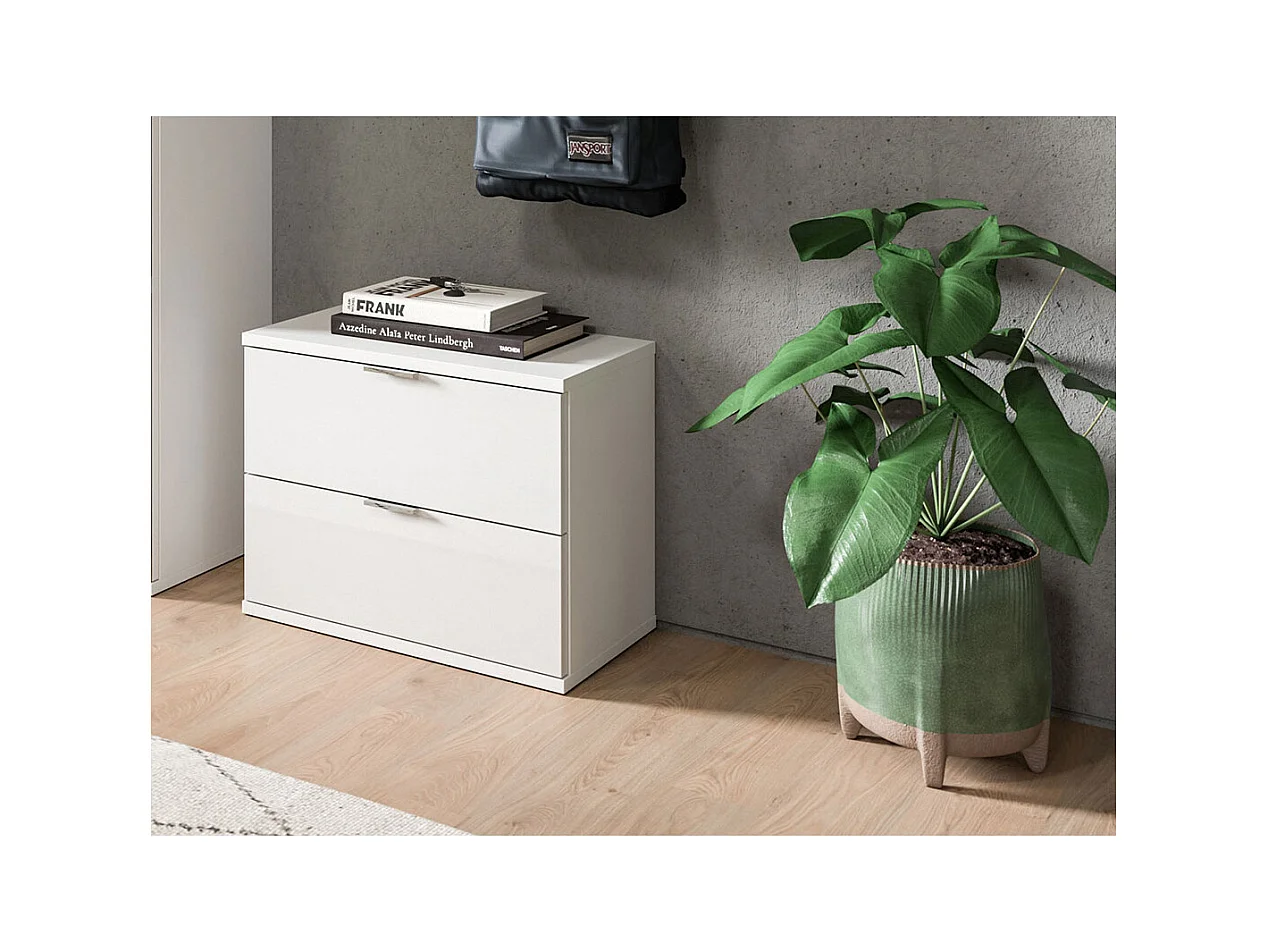 ProjektX Schuhschrank Bank 2 Schubladen weiß Hochglanz.