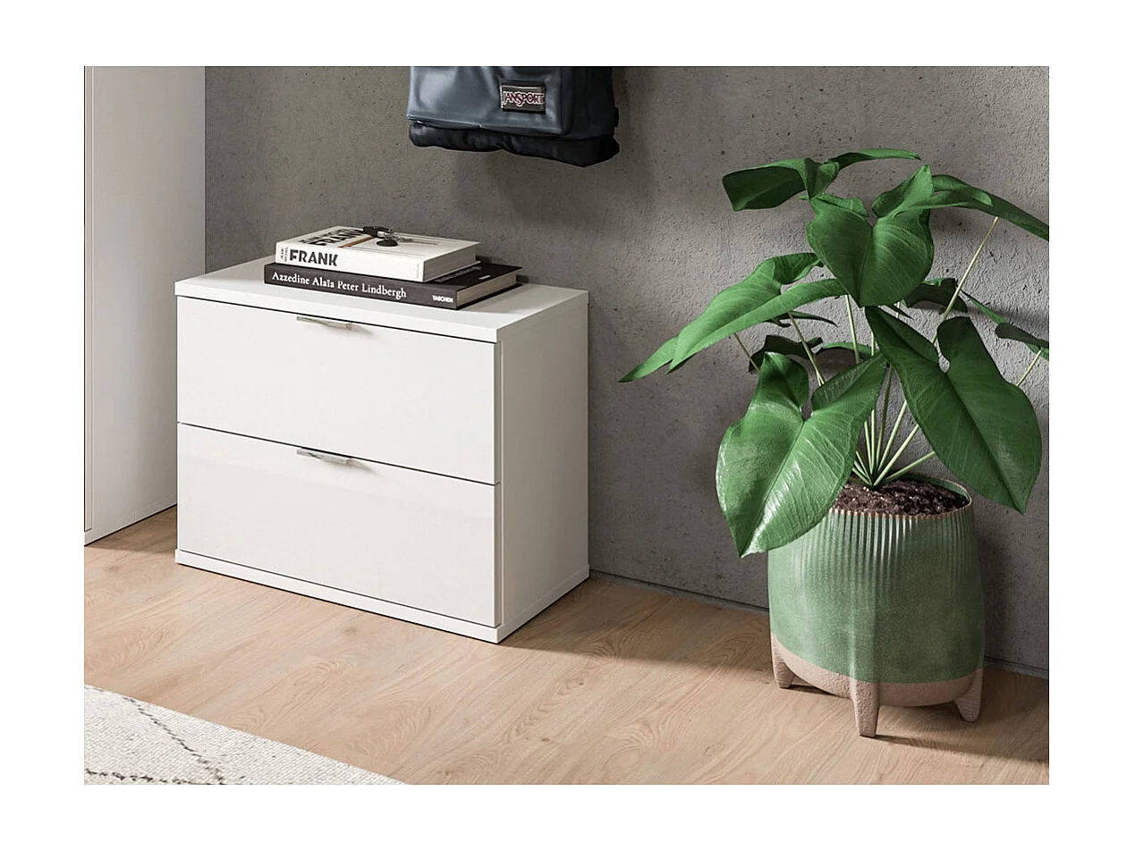 ProjektX schoenenkast bank 2 laden wit hoogglans.