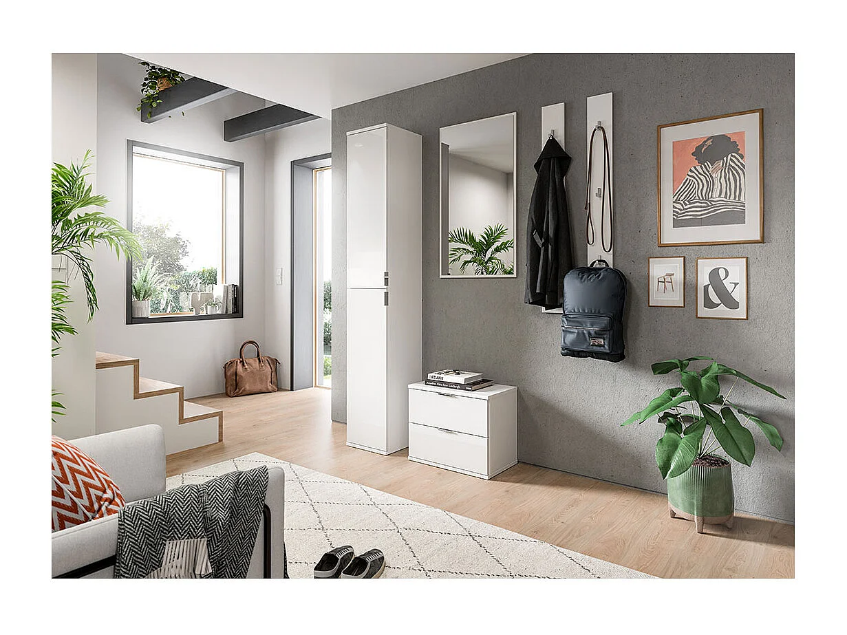 ProjektX schoenenkast bank 2 laden wit hoogglans.