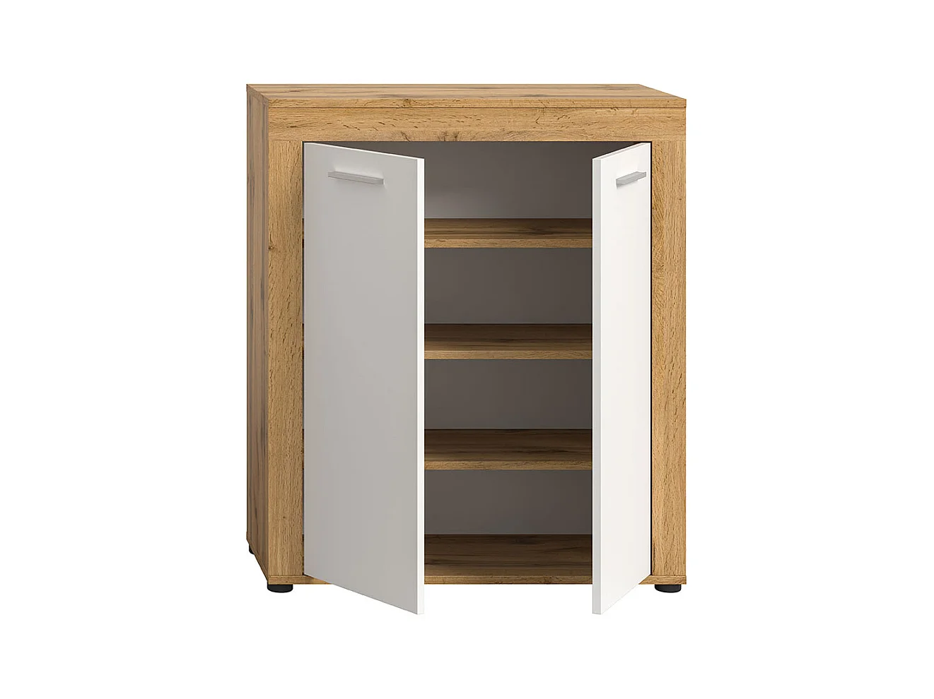 Jam meuble à chaussures 2 portes blanc, chêne décor.