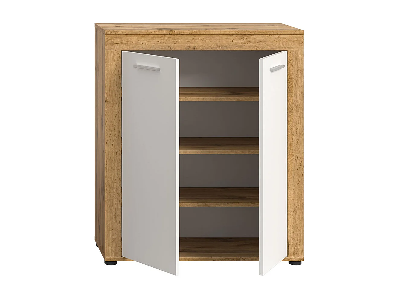 Jam Schuhschrank 2 Türen weiß, Eiche Dekor.