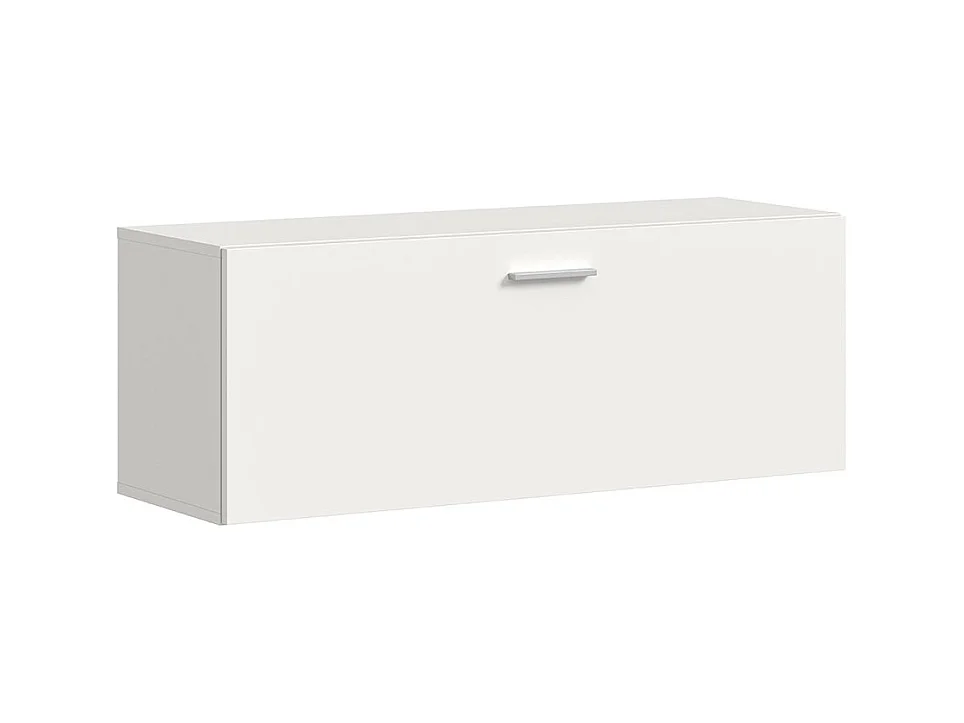 Vaga meuble à chaussures murale 104x39 cm 1 abattant blanc.