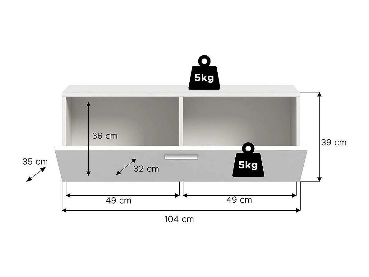 Vaga Schuhschrank hängend 104x39cm 1 Klapptür weiß.