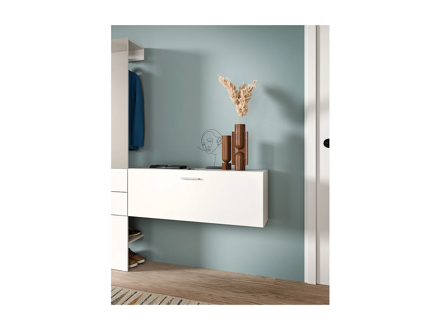 Vaga Schuhschrank hängend 104x39cm 1 Klapptür weiß.