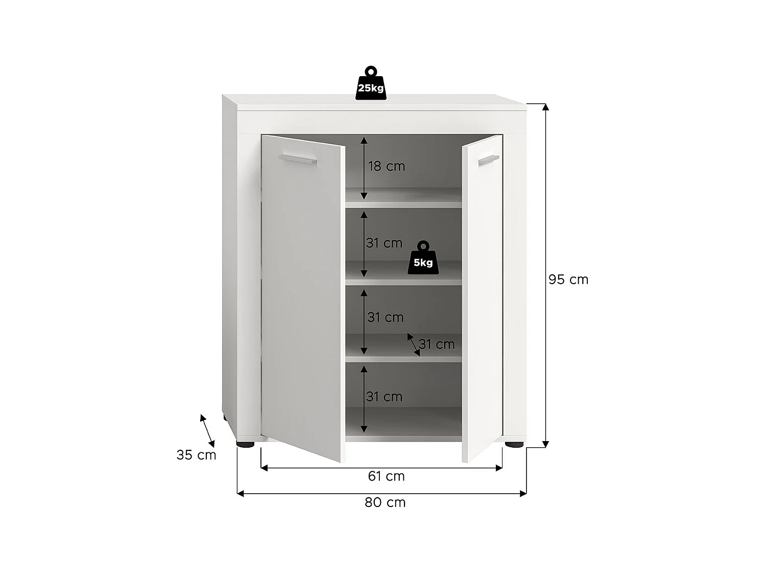 Jam meuble à chaussures 2 portes blanc.