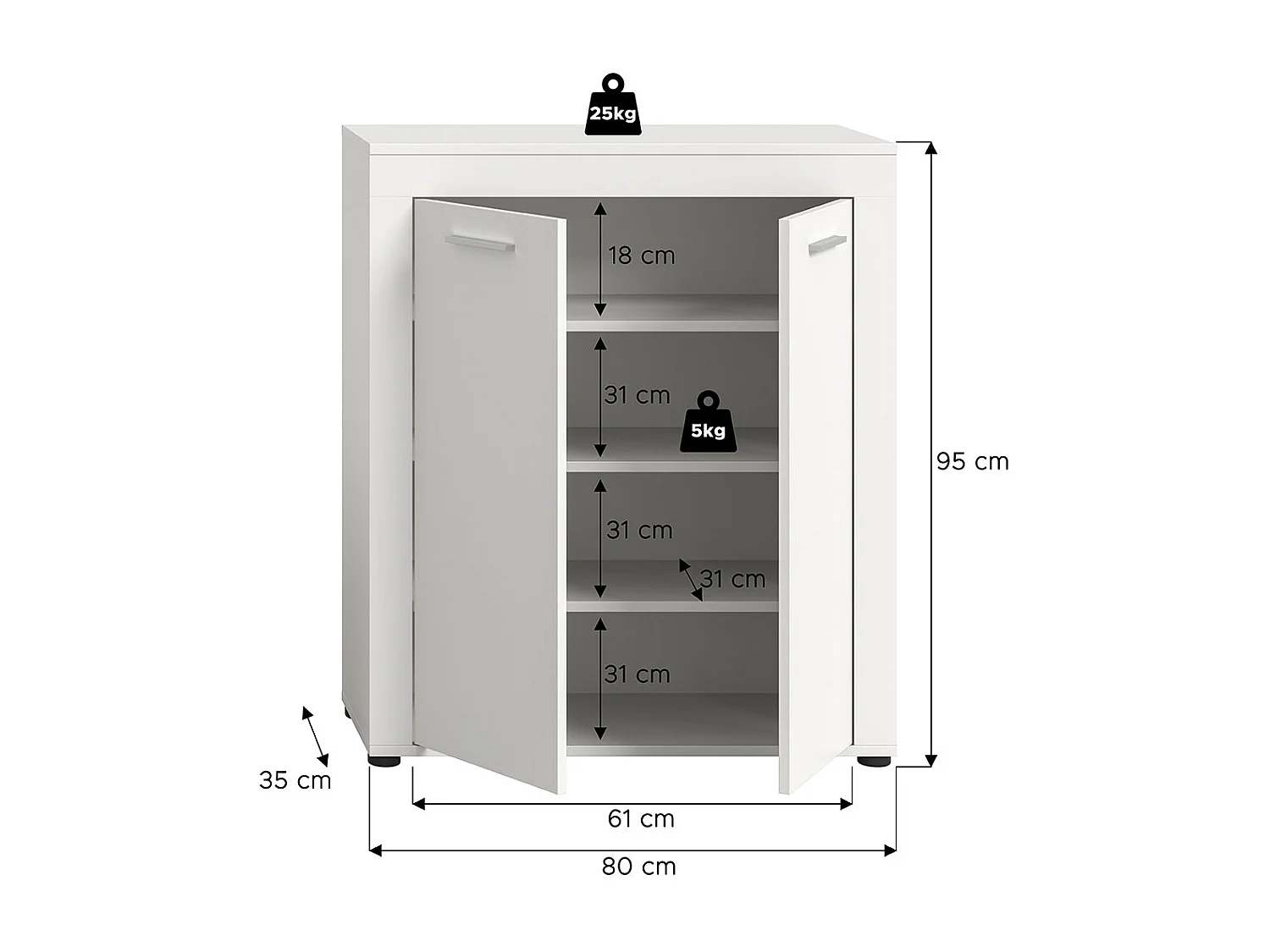 Jam Schuhschrank 2 Türen weiß.