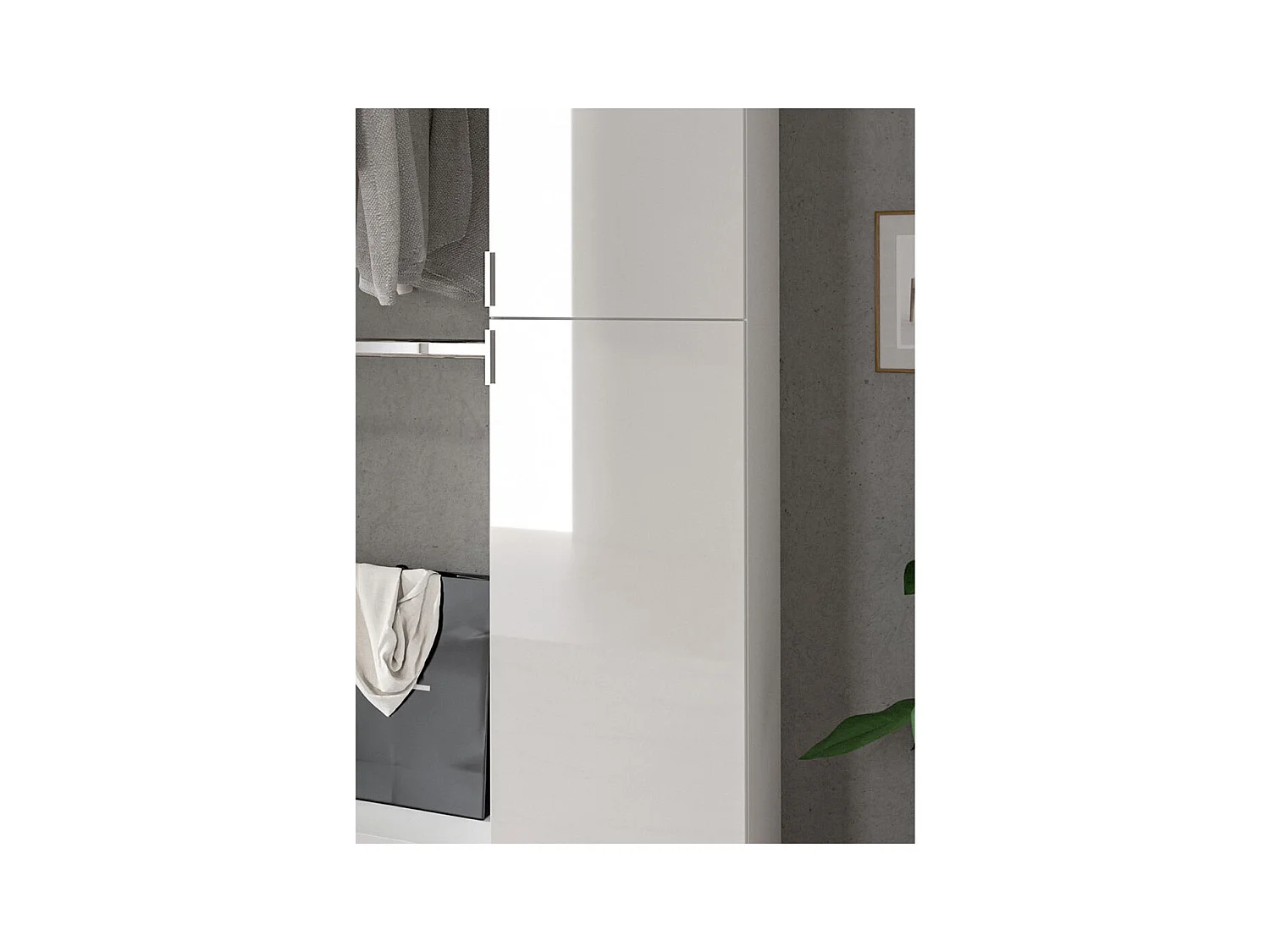 ProjektX meuble à chaussures 2 portes, 1 niche blanc brillant.