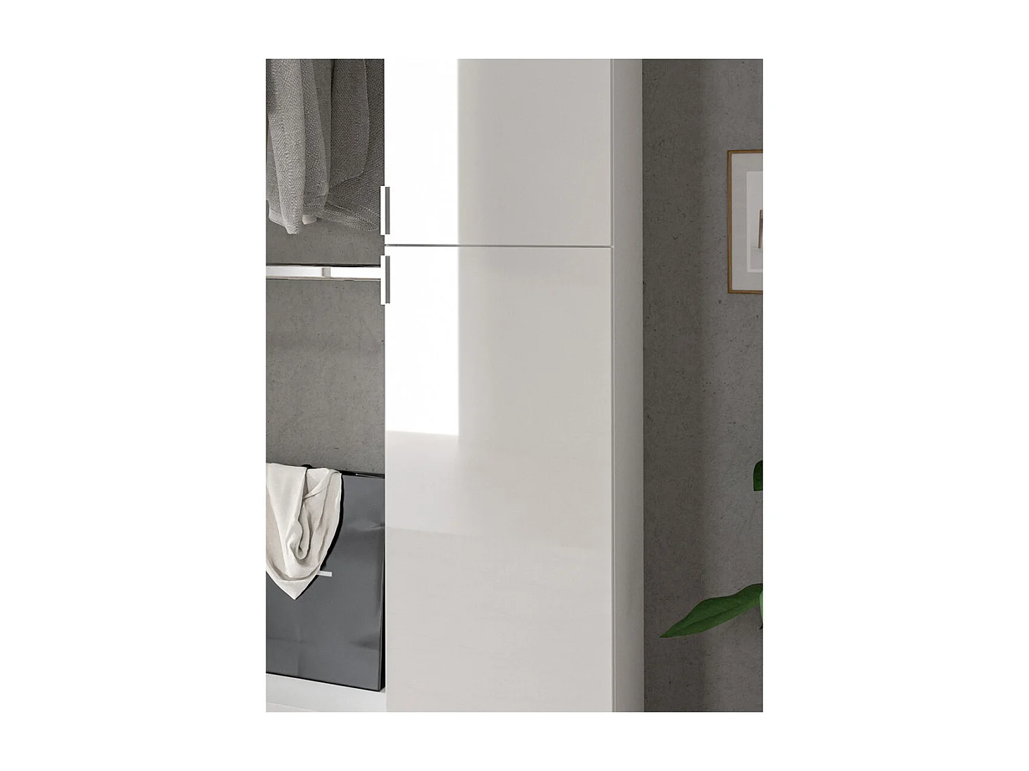 ProjektX meuble à chaussures 2 portes, 1 niche blanc brillant.