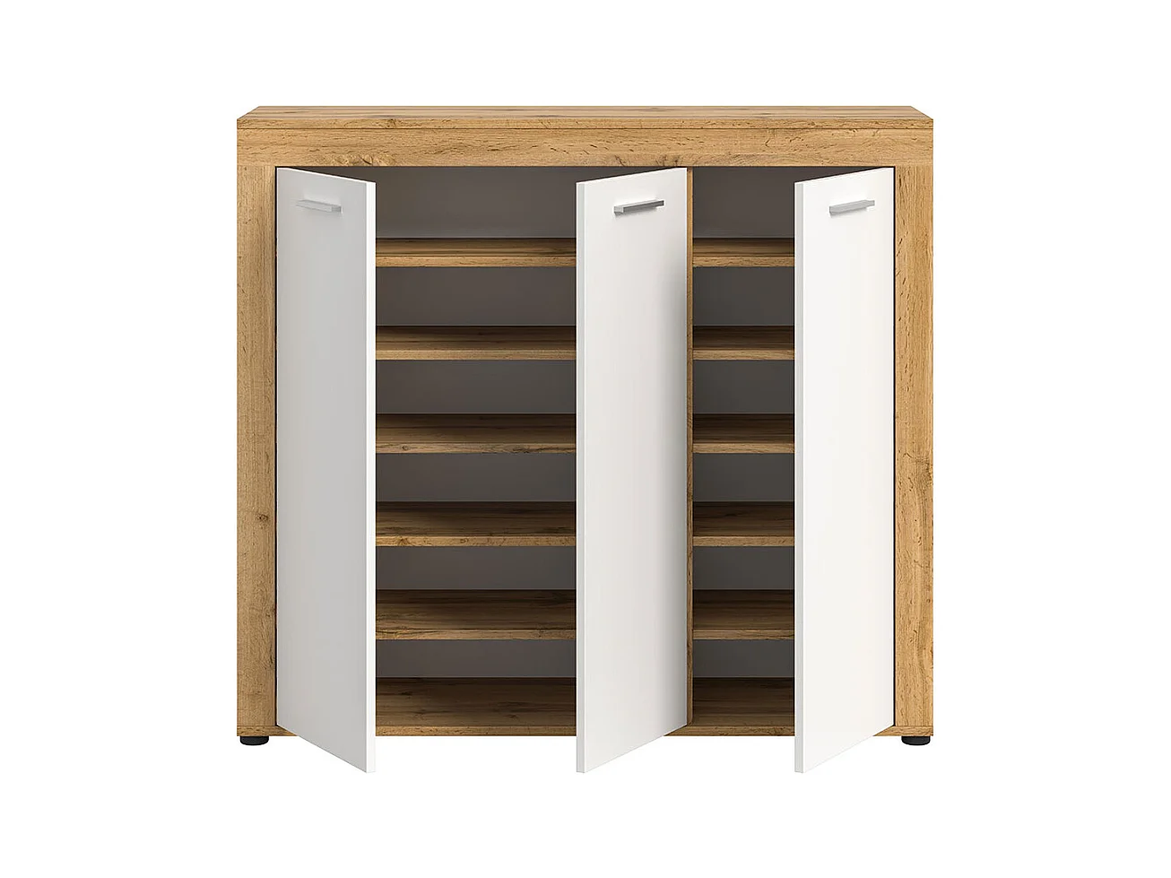 Jam meuble à chaussures 3 portes blanc, chêne décor.