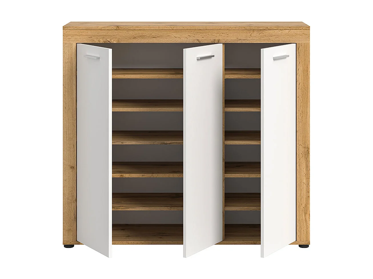 Jam meuble à chaussures 3 portes blanc, chêne décor.